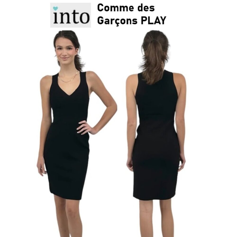 NWT into V-Neck Sleeveless Stretch Janese Black Ribbed Knit Bodycon Minidress M
